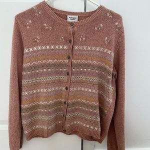 Beautiful vintage pink sweater with heart buttons